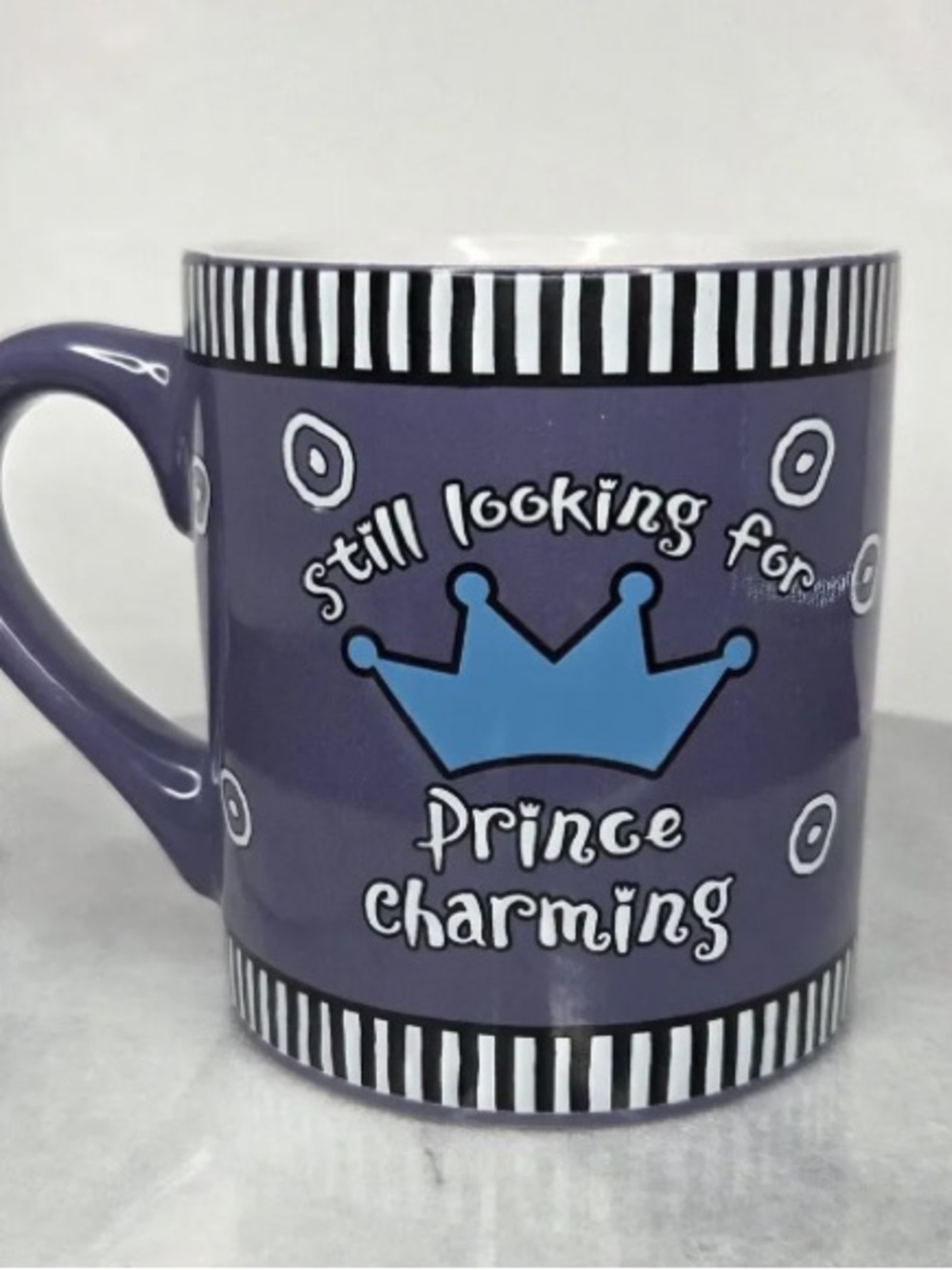 Silver Buffalo Kate Ward Thacker Prince Charming Purple Coffee Mug Cup Ceramic